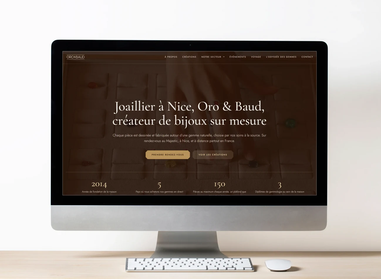Site internet Oro & Baud présenté sur un écran